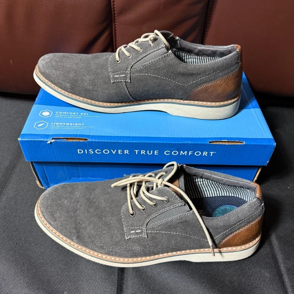 Nunn Bush Barclay‎ Canvas Oxford Shoes Mens 13 Gunmetal Gray Casual Lace Up